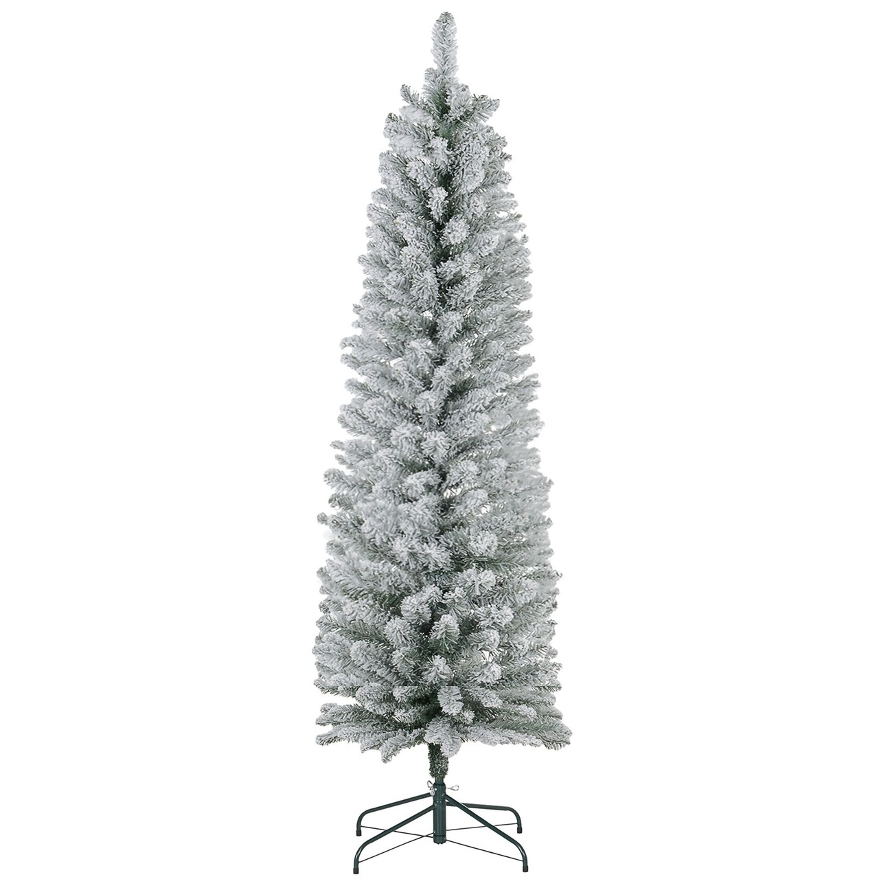 Edge Collections - 5' - White - Snow-Flocked Pencil Christmas Tree for Small Spaces - 1 Piece